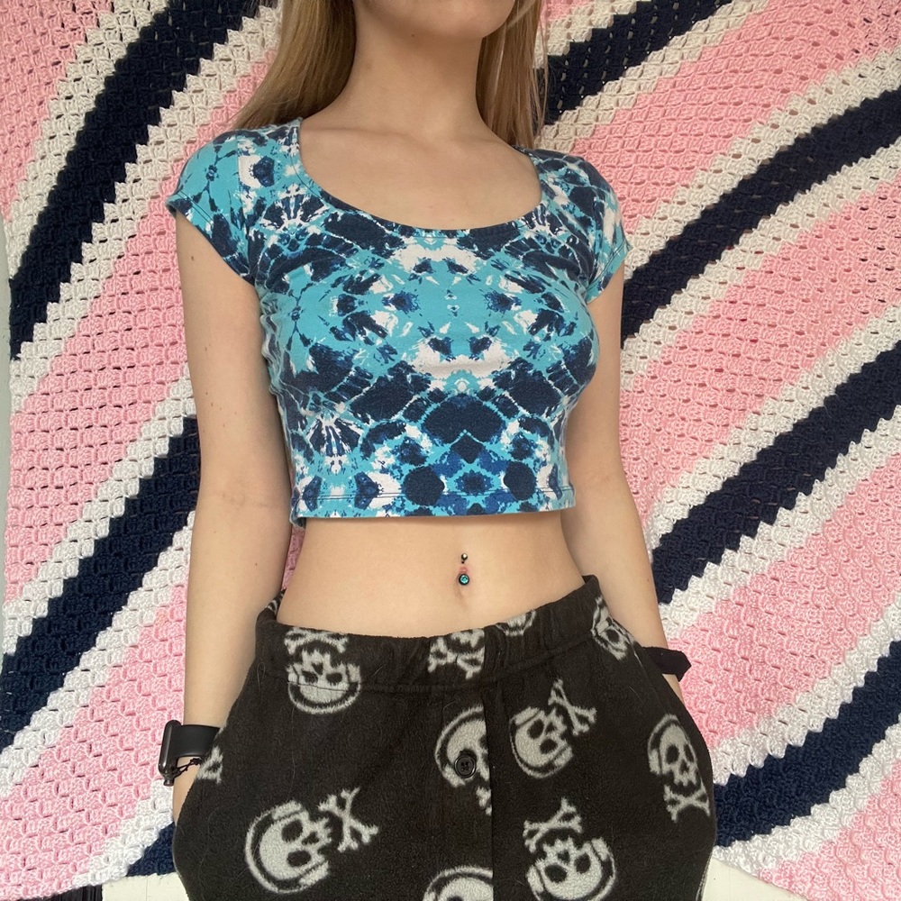 Blue Tie Dye Crop Top